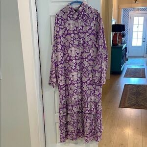 Maddison Matthews floral shirt dress with ruffle hem